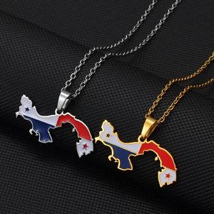 Panama Flag Map Necklace
