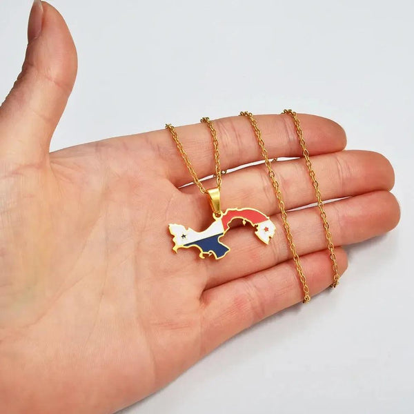 Panama Flag Map Necklace
