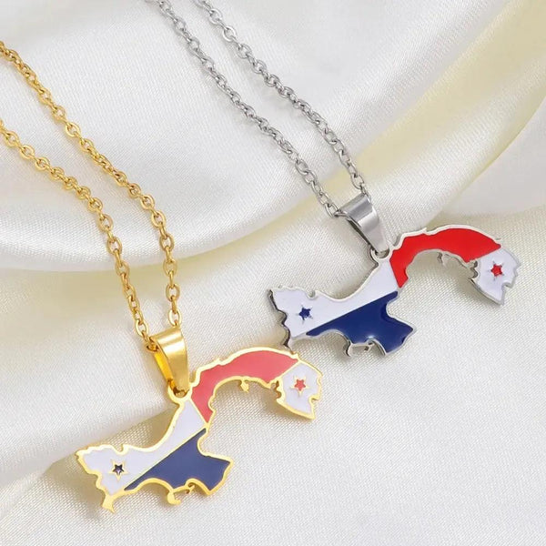 Panama Flag Map Necklace