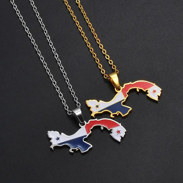 Panama Flag Map Necklace