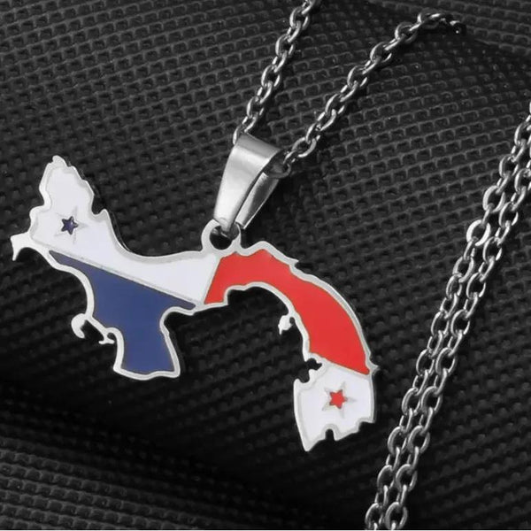 Panama Flag Map Necklace