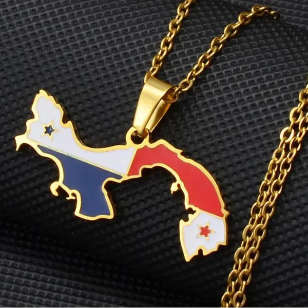 Panama Flag Map Necklace