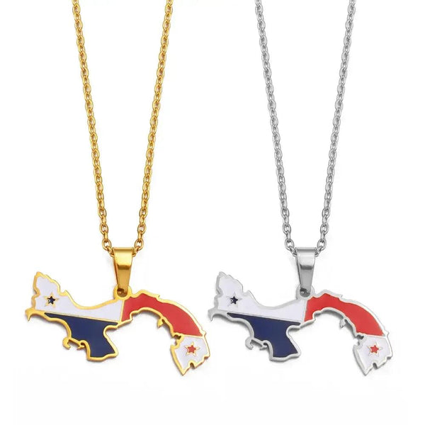 Panama Flag Map Necklace