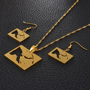 Papua New Guinea Map Necklace & Earrings