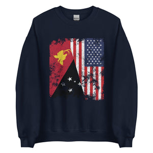 Papua New Guinea USA Flag Half American Sweatshirt