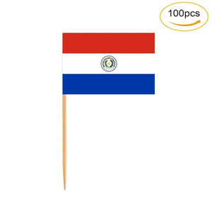 Paraguay Flag Toothpicks - Cupcake Toppers (100Pcs)