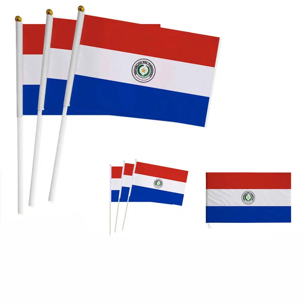 Paraguay Flag on Stick - Small Handheld Flag (50/100Pcs)