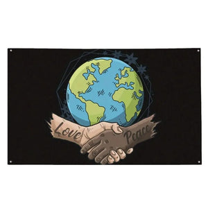 Peace Love Earth Flag - 90x150cm(3x5ft) - 60x90cm(2x3ft)