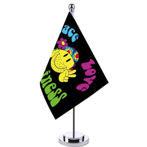 Peace Love Happiness Pride Desk Flag - Small LGBTQIA2S+ Table Flag