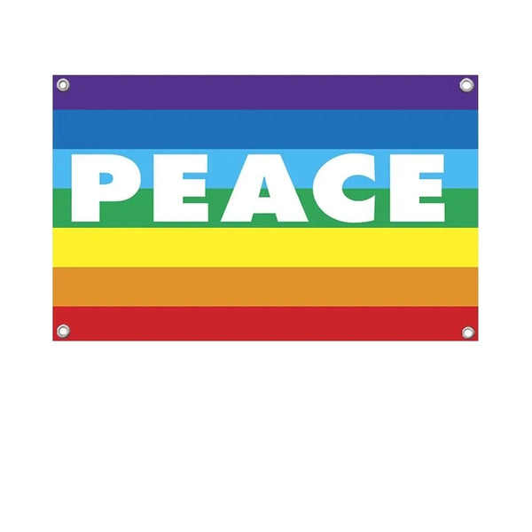 Peace Rainbow Flags - 90x150cm(3x5ft) - 60x90cm(2x3ft) - Pace Flags