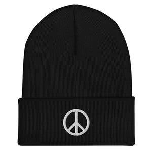 Peace Sign Beanie - Embroidered Winter Hat