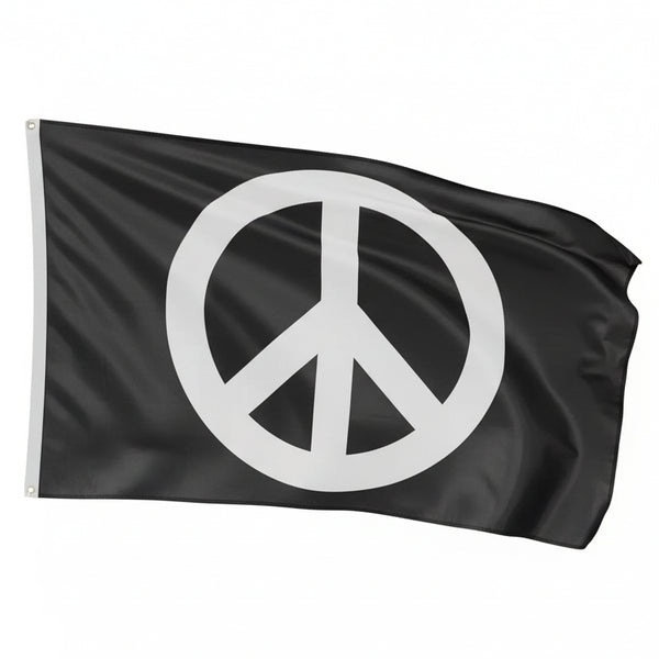 Peace Sign Flag - 90x150cm(3x5ft) - 60x90cm(2x3ft) - Black Peace Flag