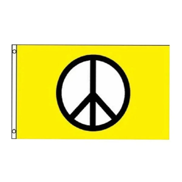 Peace Sign Flag - 90x150cm(3x5ft) - 60x90cm(2x3ft) - Yellow Peace Flag