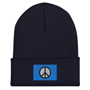 Peace Sign Flag Beanie - Embroidered Winter Hat