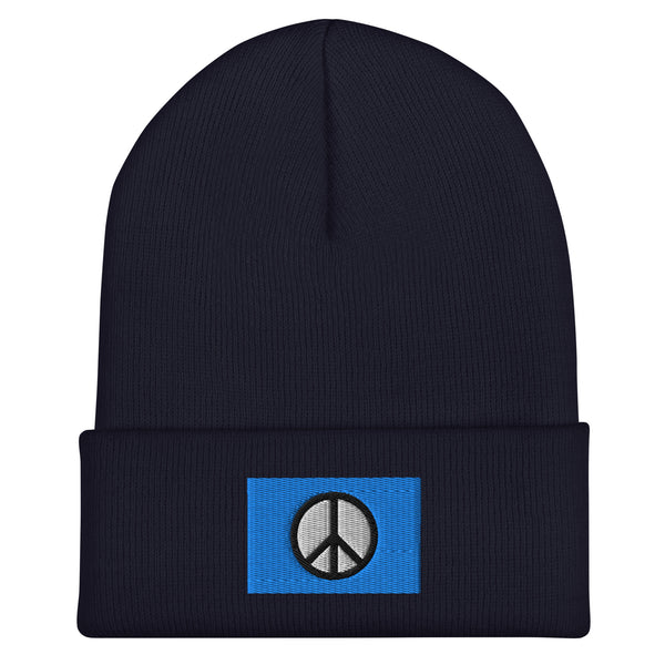 Peace Sign Flag Beanie - Embroidered Winter Hat