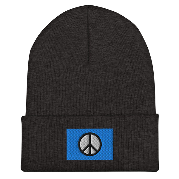 Peace Sign Flag Beanie - Embroidered Winter Hat