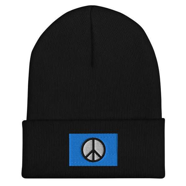 Peace Sign Flag Beanie - Embroidered Winter Hat