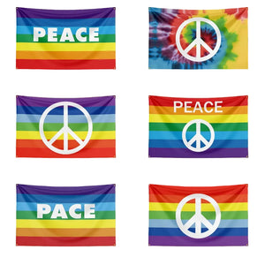 Peace Sign Flags - 90x150cm(3x5ft) - 60x90cm(2x3ft) - Rainbow Peace Flags