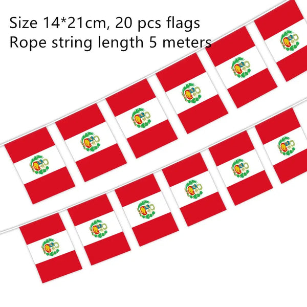 Peru Flag Bunting Banner - 20Pcs