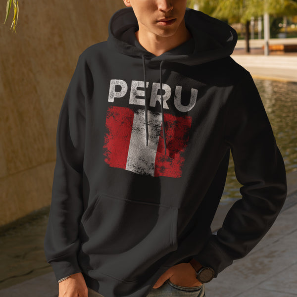 Peru Flag Distressed - Peruvian Flag Hoodie