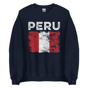 Peru Flag Distressed - Peruvian Flag Sweatshirt