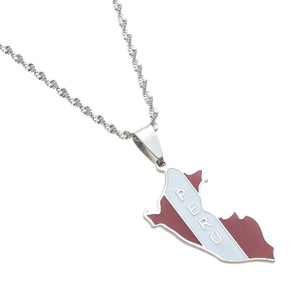 Peru Flag Map Necklace