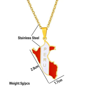 Peru Flag Map Necklace