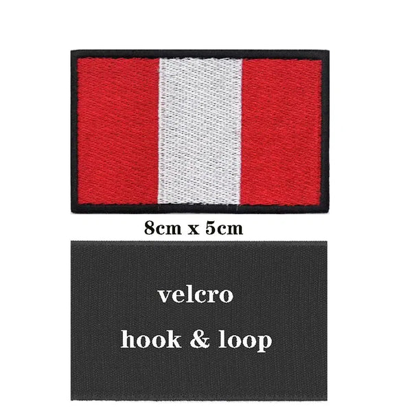 Peru Flag Patch - Iron On/Hook & Loop Patch