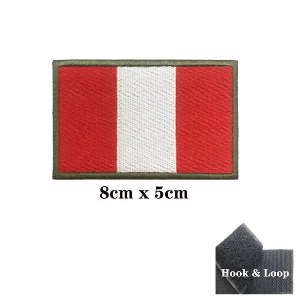 Peru Flag Patch - Iron On/Hook & Loop Patch