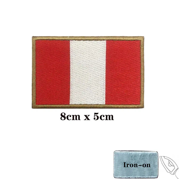 Peru Flag Patch - Iron On/Hook & Loop Patch