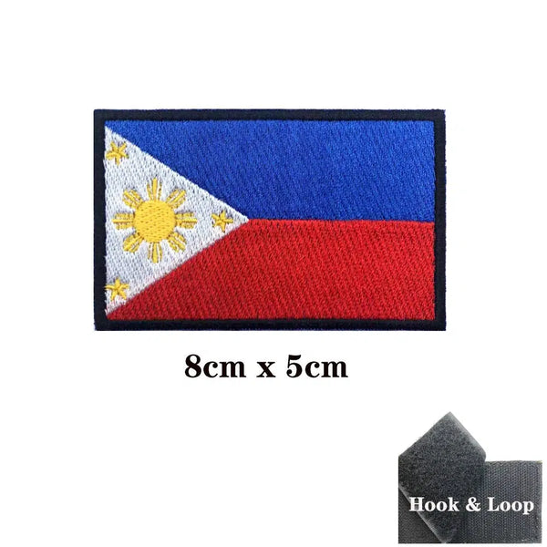 Philippines Flag Patch - Iron On/Hook & Loop Patch