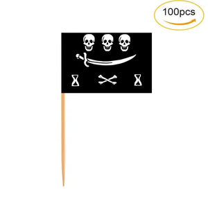 Pirate Flag Toothpicks - Cupcake Toppers (100Pcs)