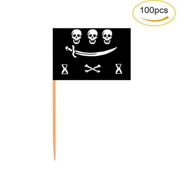 Pirate Flag Toothpicks - Cupcake Toppers (100Pcs)