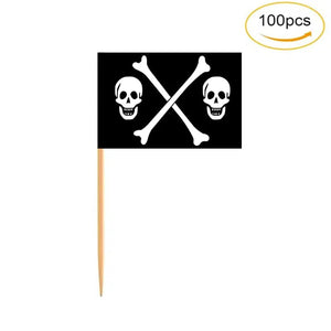 Pirate Flag Toothpicks - Cupcake Toppers (100Pcs)