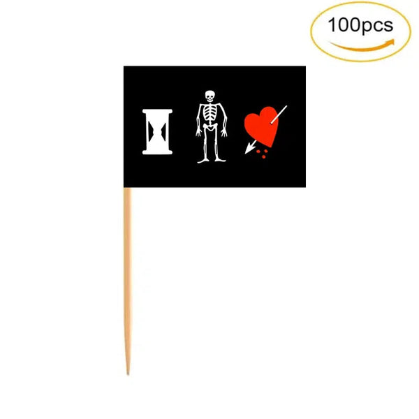 Pirate Flag Toothpicks - Cupcake Toppers (100Pcs)