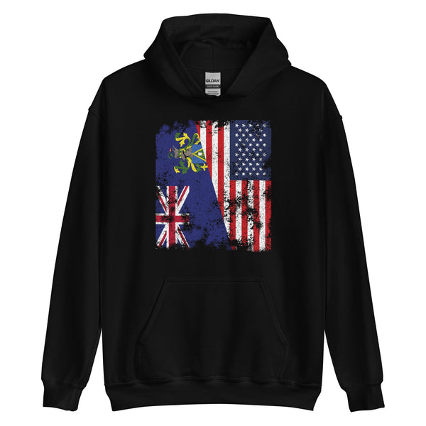 Pitcairn Islands USA Flag Half American Hoodie