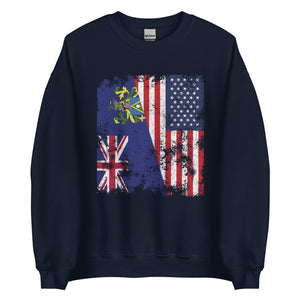 Pitcairn Islands USA Flag Half American Sweatshirt