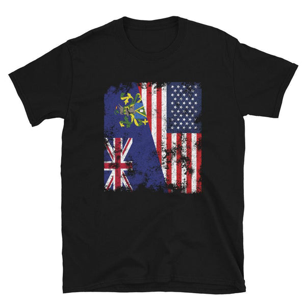 Pitcairn Islands USA Flag Half American T-Shirt