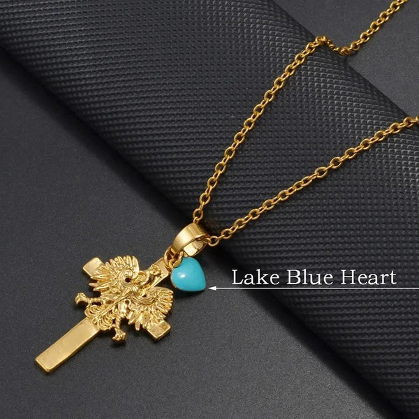 Poland Eagle Cross With Heart Pendant Necklace Collection