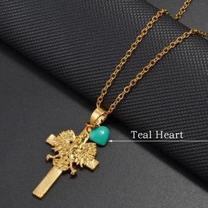 Poland Eagle Cross With Heart Pendant Necklace Collection