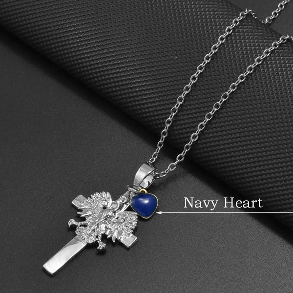 Poland Eagle Cross With Heart Pendant Necklace Collection