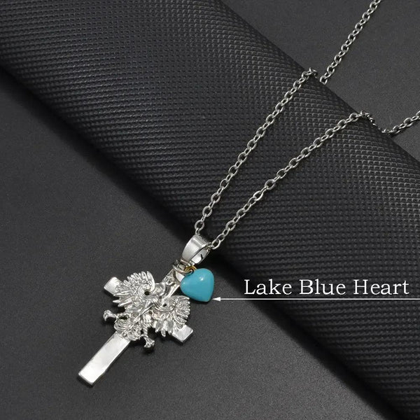Poland Eagle Cross With Heart Pendant Necklace Collection