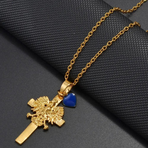 Poland Eagle Cross With Heart Pendant Necklace Collection