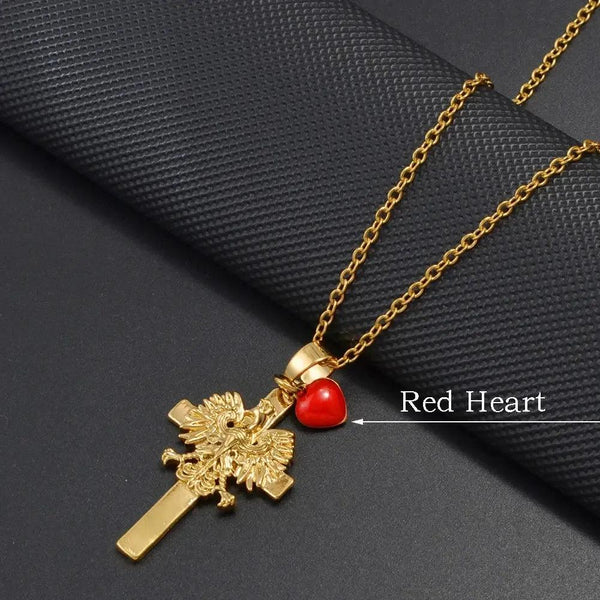 Poland Eagle Cross With Heart Pendant Necklace Collection