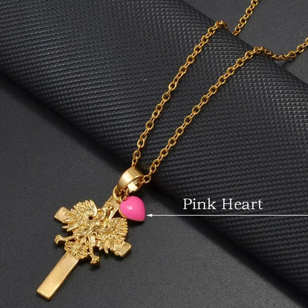 Poland Eagle Cross With Heart Pendant Necklace Collection