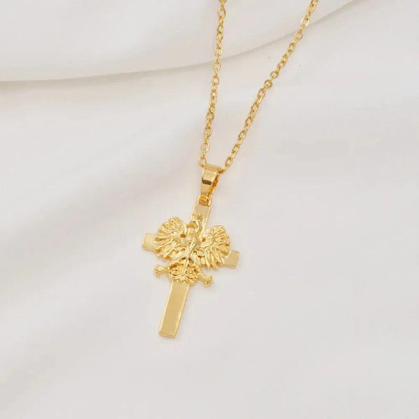 Poland Eagle and Cross Pendant Necklace