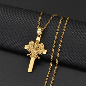 Poland Eagle and Cross Pendant Necklace