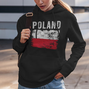 Poland Flag Distressed - Polish Flag Hoodie