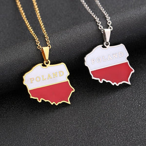 Poland Flag Map Necklace