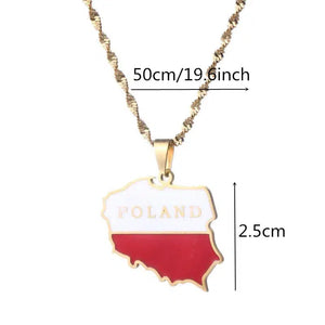 Poland Flag Map Necklace